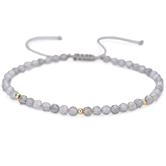 Bracelet tressé en petites pierres naturelles : Labradorite