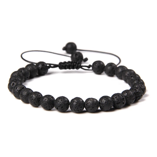 bracelet tressé en pierre de lave