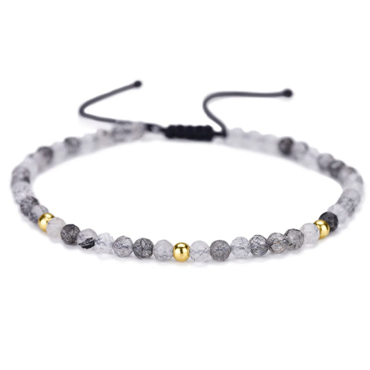 Bracelet tressé en petites pierres naturelles en Quartz Tourmaline