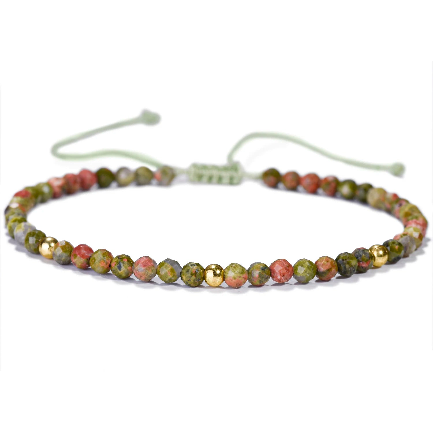 Bracelet tressé en petites pierres naturelles : Unakite