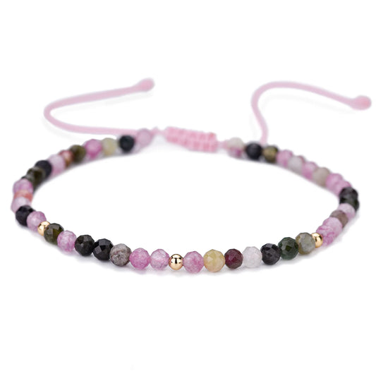 Bracelet tressé en petites pierres naturelles : Tourmaline