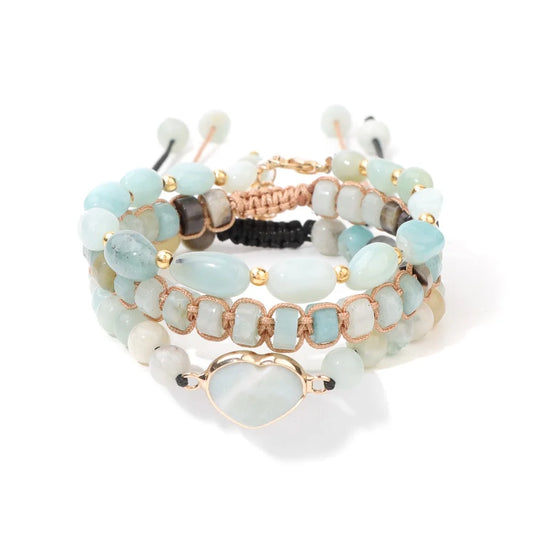 Bracelet coeur 3 pièces en Amazonite