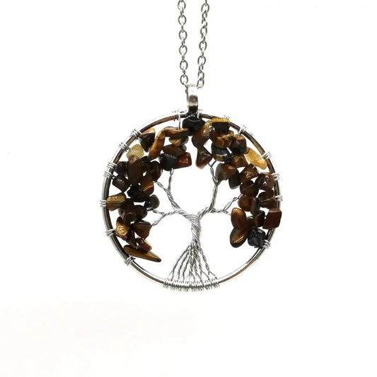 Collier Arbre de vie en Oeil de Tigre