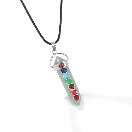 Pendentif 7 chakras en Aventurine Verte