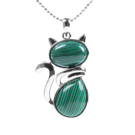 Collier Chat en Malachite