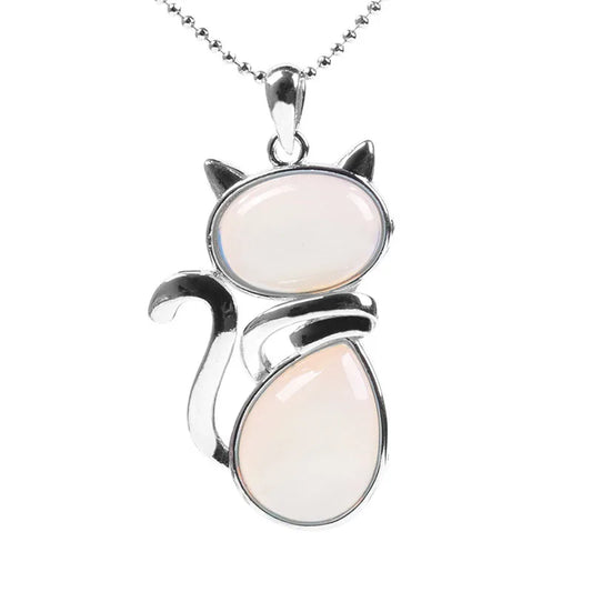 Collier Chat en Opale
