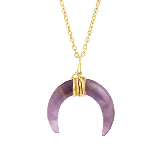 Collier Croissant de Lune en Améthyste