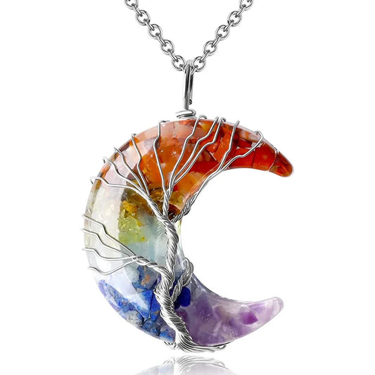 Collier Lune Arbre de vie 7 chakras