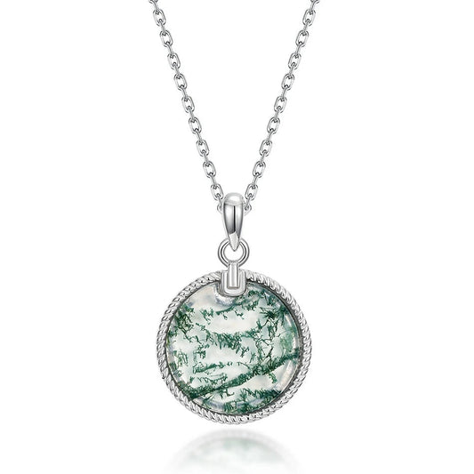 Collier à chaine rond en Agate Mousse