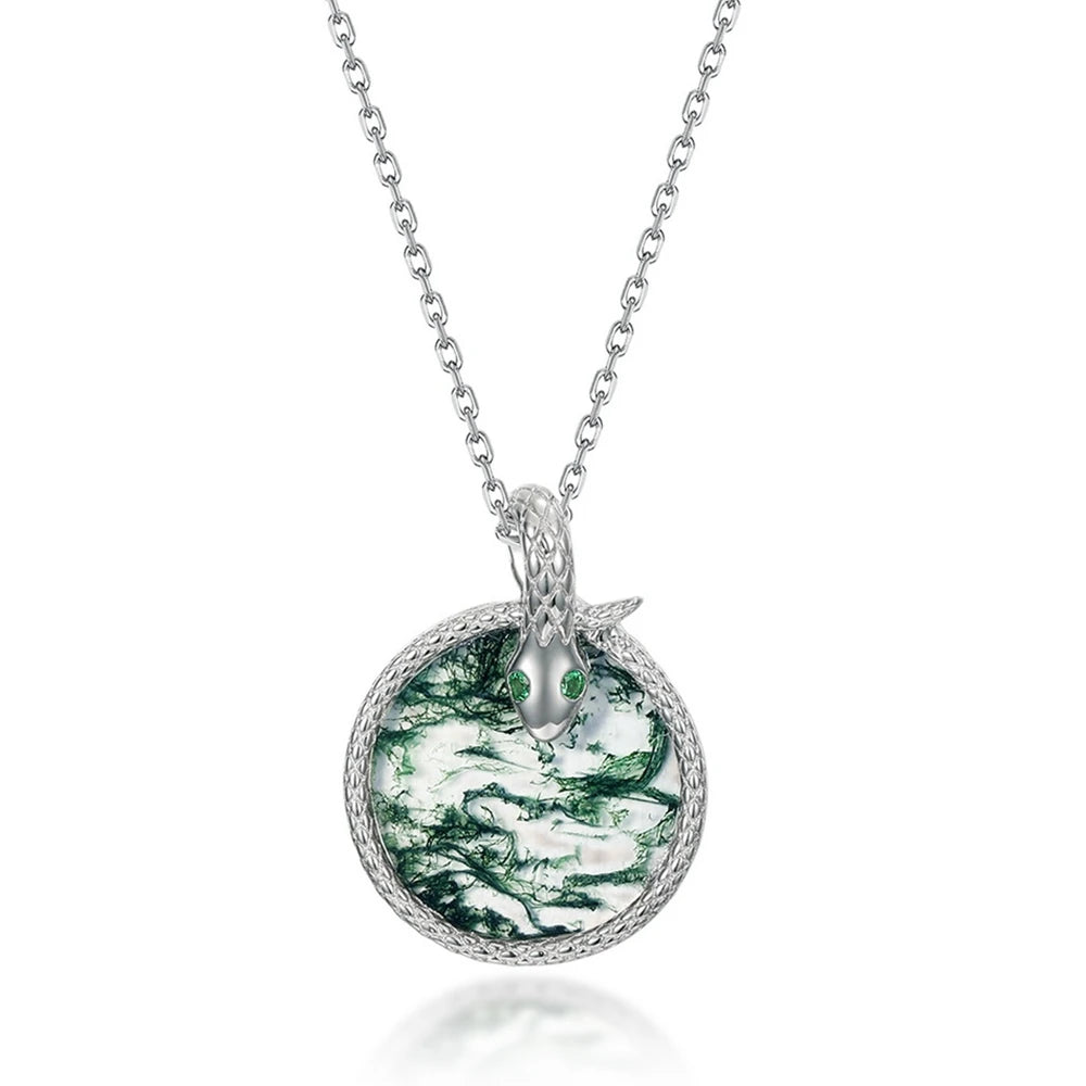 Collier Serpent à chaine en Agate Mousse