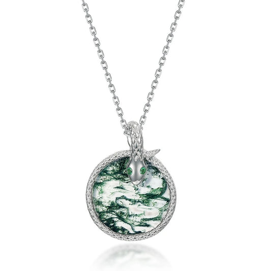 Collier Serpent à chaine en Agate Mousse