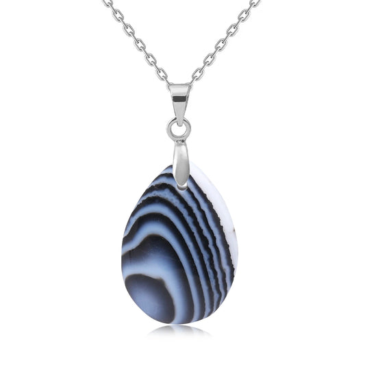 Pendentif argent pierre d'Agate Bleue