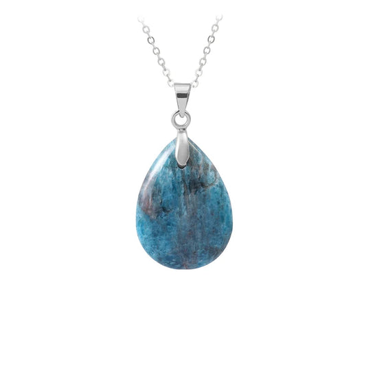 Pendentif argent pierre d'Apatite Bleue