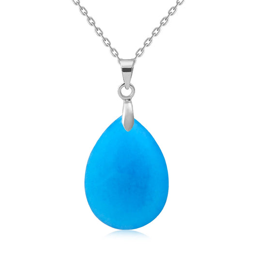 Pendentif argent pierre de Jaspe Bleu