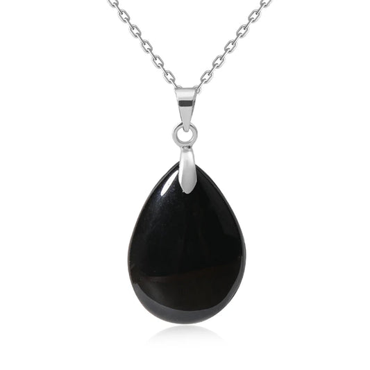 Pendentif argent en Obsidienne Noire