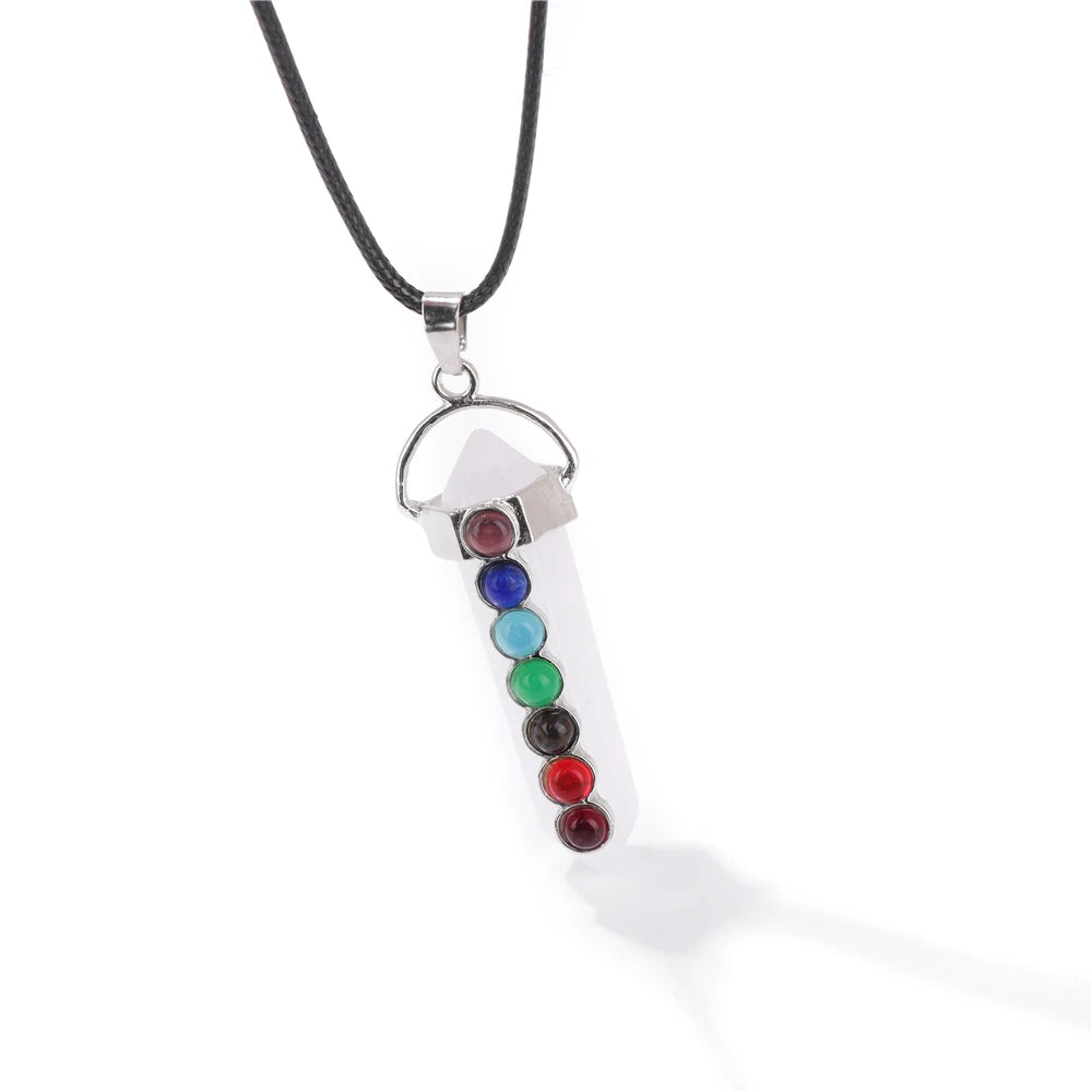 Pendentif 7 chakras en Crystal Blanc