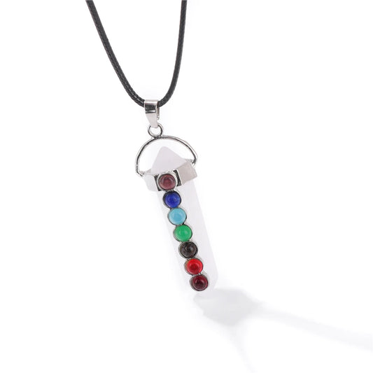Pendentif 7 chakras en Crystal Blanc