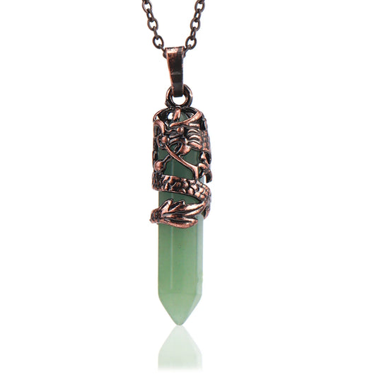 Pendentif à pointe dragon en Aventurine Verte