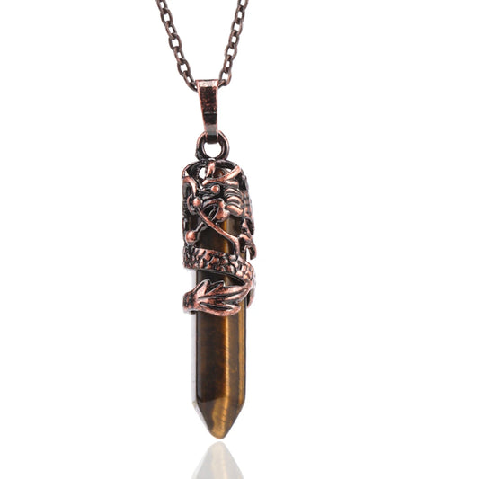 Pendentif à pointe dragon en Oeil de Tigre