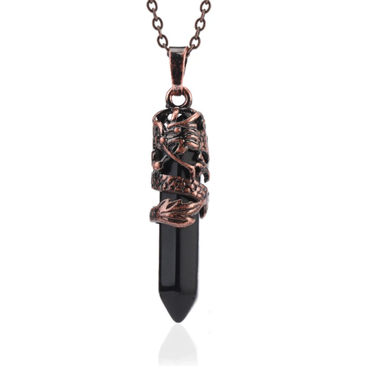 Pendentif à pointe dragon en Onyx Noir